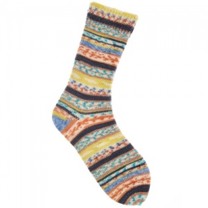 Rico Superba Fair Isle Sock Yarn - Blue, Orange